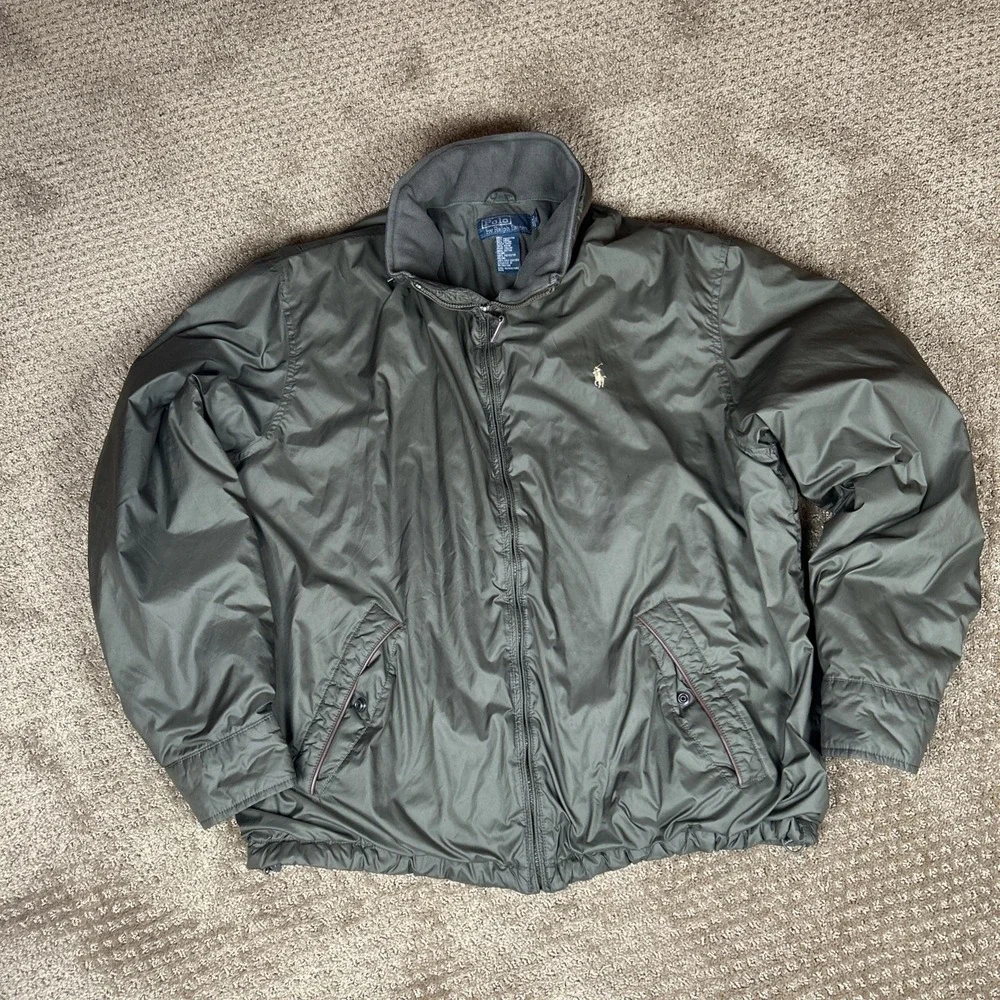 Polo Ralph Lauren Men's Green ,full Zip Lightweight Windbreaker Jacket, XL Hood